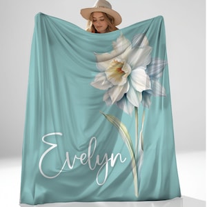 Manta familiar con flores de nacimiento, regalo personalizado, manta personalizada para mamá, regalo de cumpleaños para abuela de parte de los niños, regalo para amantes de la jardinería