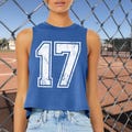 Custom Number Crop Top - Baseball Team Player Cropped Tank Top, Game Day Tailgate Wag Shirts