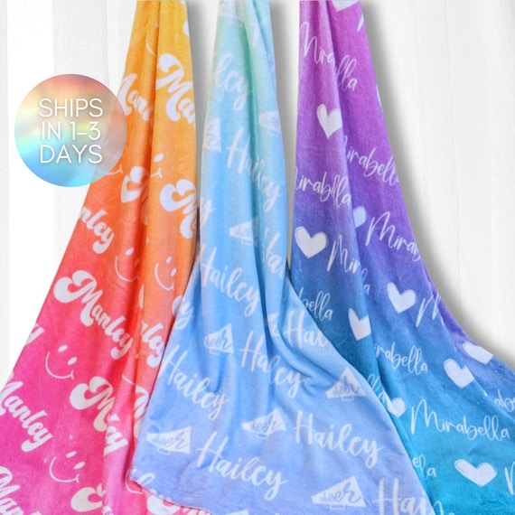 Personalized Name Blanket for Kids, Fleece Sherpa or Minky, Custom