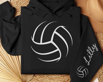 Personalized Volleyball Sweatshirt – Custom Sleeve with Name Volleyball Mom Hoodie, Game Day Crewneck, Gift for Volleyball Player or Coach