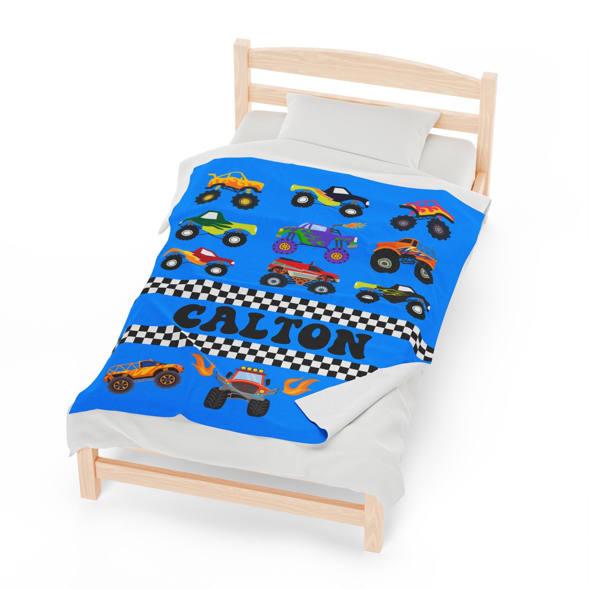 Monster Truck Name Blanket Personalized Monster Truck Blanket Name Blanket for Boy Baby Boy Gift Kids Colorful Blanket Toddler Cute Boy Gift