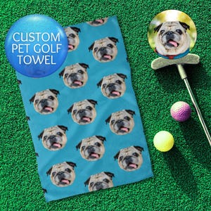 Personalized Pet Golf Towel Funny Dog Face Photo on Golf Bag Towel Custom Accessory for Men and Women Golfer Stocking Stuffer Christmas Gift