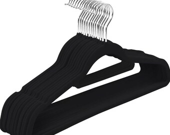 L&H 50 Deluxe Velvet Suit Hangers Robust Velvet Clothing Hangers Non-Slip Hangers for Garments 360 Swivel Hook Coat Hangers for Adults