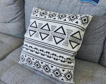 Federa per cuscino geometrico africano, fodera per cuscino in cotone jacquard, fodera per cuscino da tiro, fodera per cuscino per divano, Boho Bolster Sham