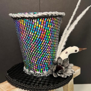 Disco Mini Top Hat. Embellished With Silver Accents, Spooky  display picture 2