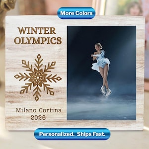 2026 Winter Olympics Photo Frame Keepsake, Personalized Wooden Photo Board, Custom Sports Memory Gift