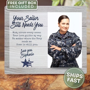 Navy Mom Picture Frame for Military Mom of Sailor Deployment Photo Frame to Mother Gift for Mothers Day Navy Photo Board Navy Keepsake Photo