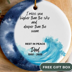Ornamento commemorativo personalizzato con nome e date, regalo commemorativo della luna e dell'oceano, ricordo in amorevole memoria con confezione regalo gratuita