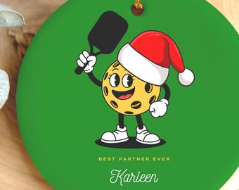 Adorno de compañero de Pickleball, regalo personalizado, divertido equipo de Pickleball, charla navideña, Dink to Me, entrenador de Pickleball, compañero de Pickleball personalizado