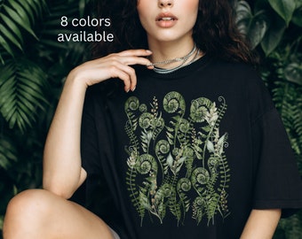 Vintage Forest Ferns Soft Cozy Tshirt, Forestcore Aesthetic, Boho Nature Botanical Tee, Cottagecore Clothing, Comfort Colors® Shirt