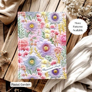 Personlig broderi-LOOK blommig tryckt anteckningsbok | Anpassad elegant anteckningsbok med vildblommor, skrivning, dagbok, inspirerande present till henne, konst