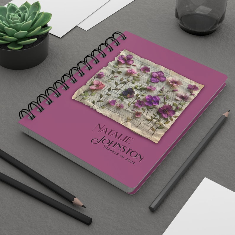 Personalized Blank Pressed Violets Floral Elegance Printed Journal ...