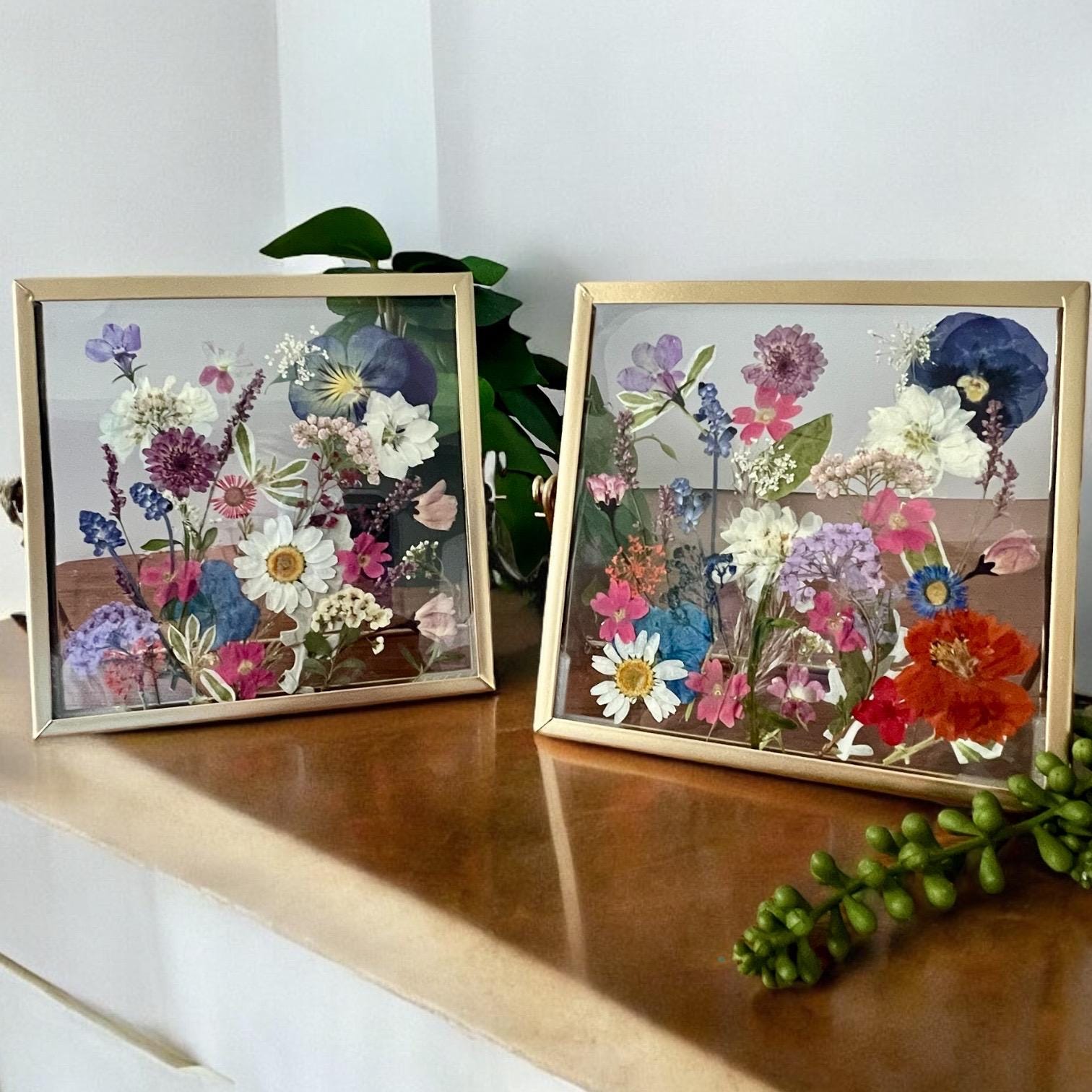 Pressed Flower Frame Freestanding Botanical Wall Art Dried Flower Glass ...