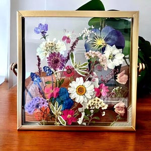 Pressed Flower Frame Freestanding Botanical Wall Art Dried Flower Glass Frame Floral Decor Cottagecore Nature Gift