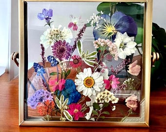 Pressed Flower Frame Freestanding Botanical Wall Art Dried Flower Glass Frame Floral Decor Cottagecore Nature Gift