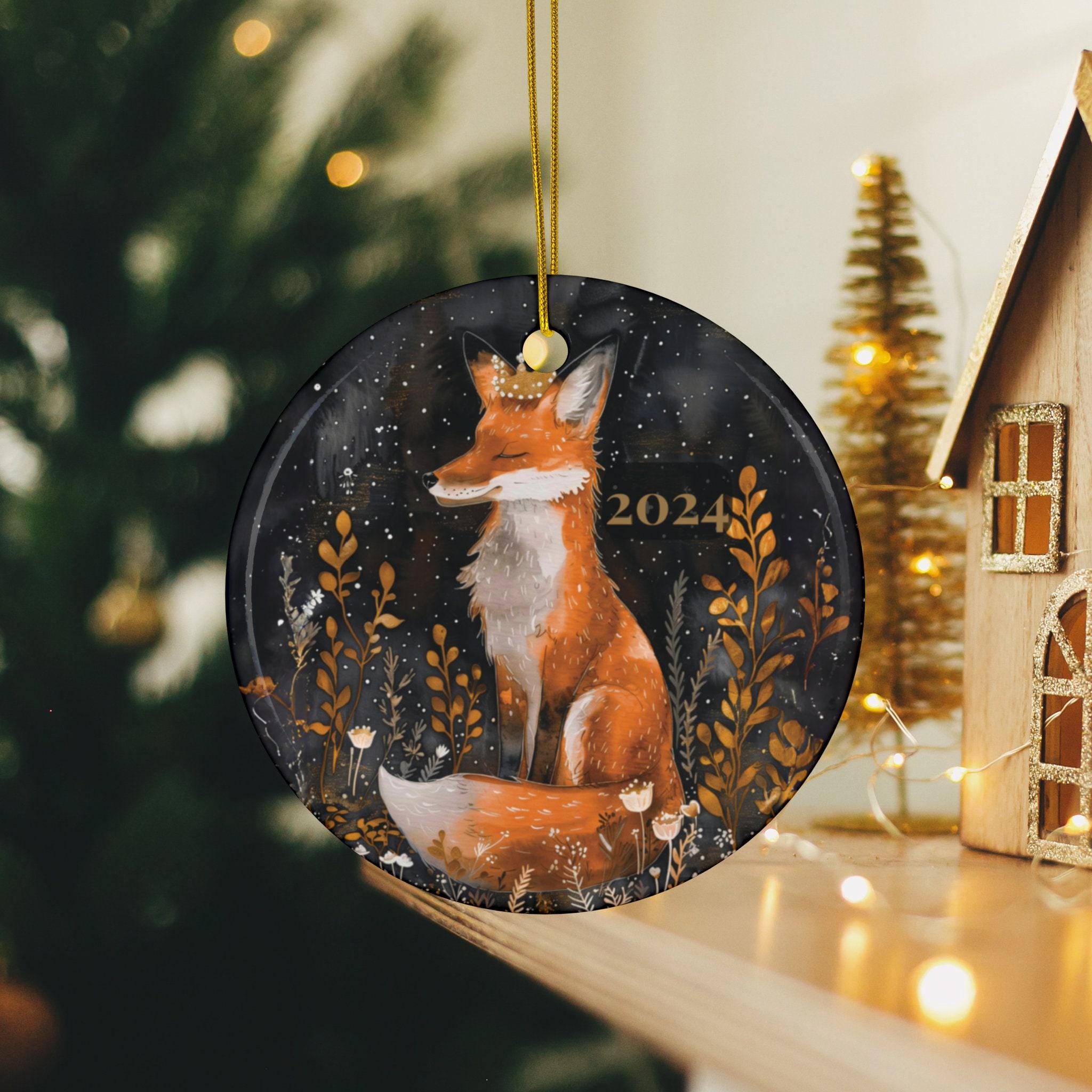 DECORTÉ Wildflower Woodland xmas 2024年 Fox 2024 Christmas Ornament, Nature Lover Gift, Woodland