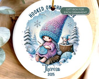 Crocheter Gift Crochet Lover Gift Ornament Crocheting Girl Mom Grandma Crochet Gnome Craft Lover Ornament Yarn Lover Gift for Crocheter