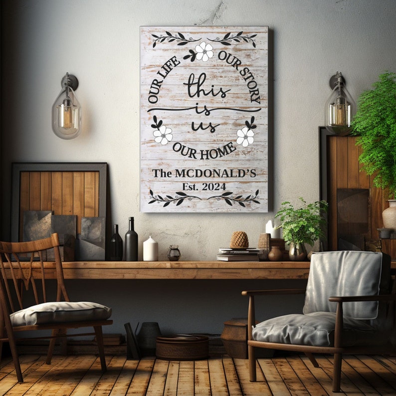 Personalized Sign this is Us Canvas Gallery Wrap, Vintage