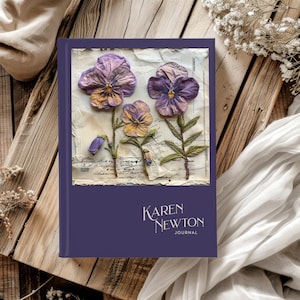 Personalized Blank Pressed Pansies Floral Elegance Printed Journal - Custom Wildflower Bound or Spiral Notebook for Women and Gifts