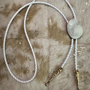 White Druzy Stone Western Bolo Tie | handmade, bachelorette, country concert, western jewelry, festival, nashville, country music