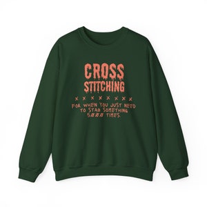 Cross Stitching Funny Sweater Unique Dark Humor for Cross Stitch Enthusiasts, Perfect Gift for Her this True Crime Spooky Season