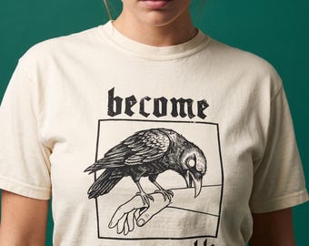 Become Ungovernable Crow Shirt, Funny Gothic Raven Tee, Dark Humor Crow Lover Gift, Vintage Linocut Bird Shirt, Comfort Colors