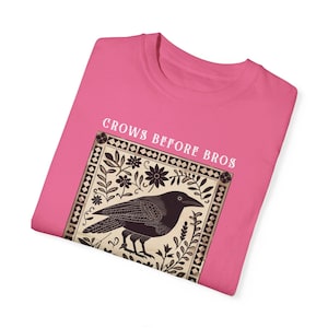 COMFORT COLORS Crows Before Bros T-Shirt, Support Local Murder Tee, Crow Lover Graphic Shirt Unique Bird Enthusiast Apparel - Nordic Nature