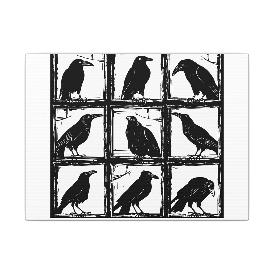 Alt Crow Design Crows Before Bros™ Gothic Nordic Woodcut Crow Stretched Canvas - Dark ...