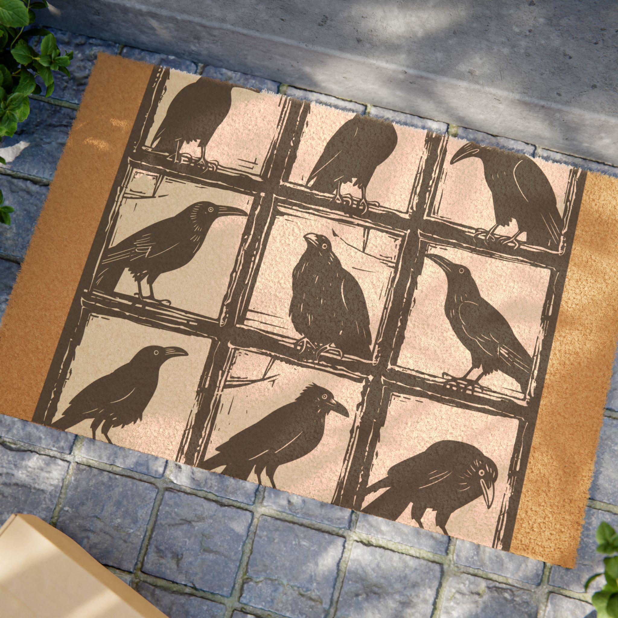 Alt Crow Design Crows Before Bros™ Gothic Nordic Woodcut Crow Doormat - Dark Humor ...