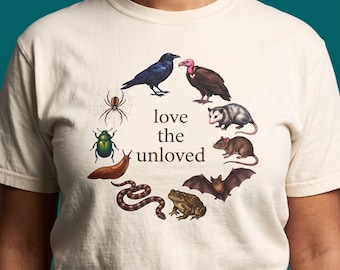 Love The Unloved Shirt, Opossum Vulture Crow Bat Tee, Weird Animal Lover Gift, Goblincore Nature Shirt, Naturalist Tee, Comfort Colors
