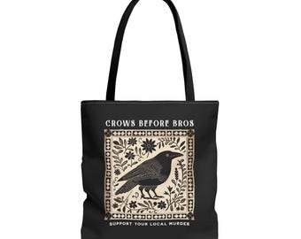Crows Before Bros Tote Bag: Nordic Crow Design