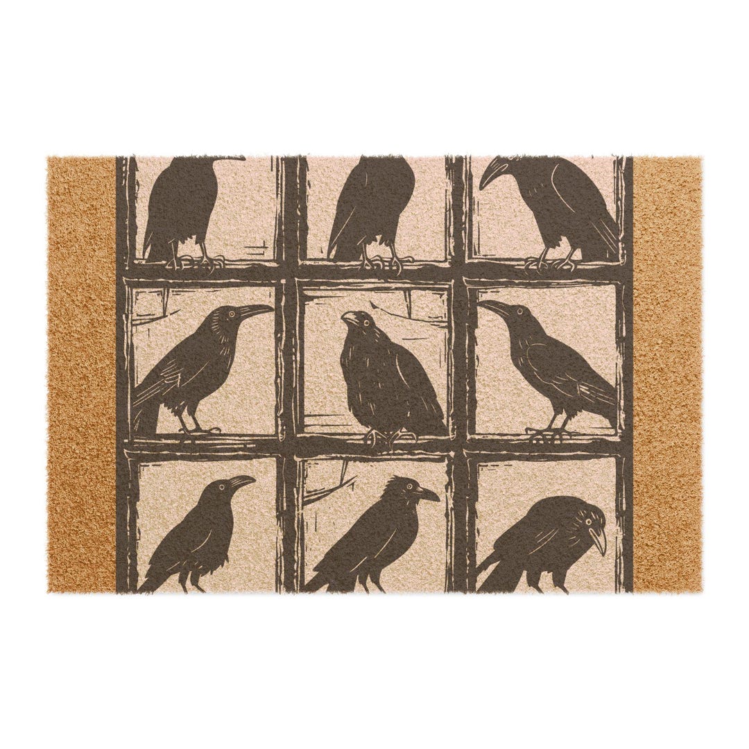 Alt Crow Design Crows Before Bros™ Gothic Nordic Woodcut Crow Doormat - Dark Humor ...