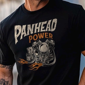 Panhead Power Biker Motorcycle T-Shirt - Biker Tee Shirt for Harley & Chopper Riders