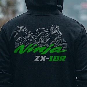 Sweat à capuche inspiré de la Kawasaki Ninja ZX-10R - Sweat de moto pour motards