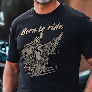 Born To Ride Panhead Motorcycle T-Shirt - Motorcycle Tee Shirt for Harley & Chopper Riders