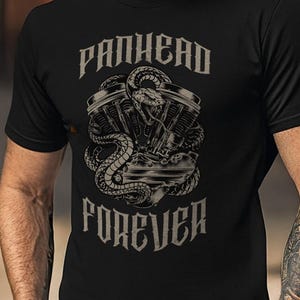 Panhead Forever Snake Motorcycle T-Shirt - Biker Tee Shirt for Harley & Chopper Riders