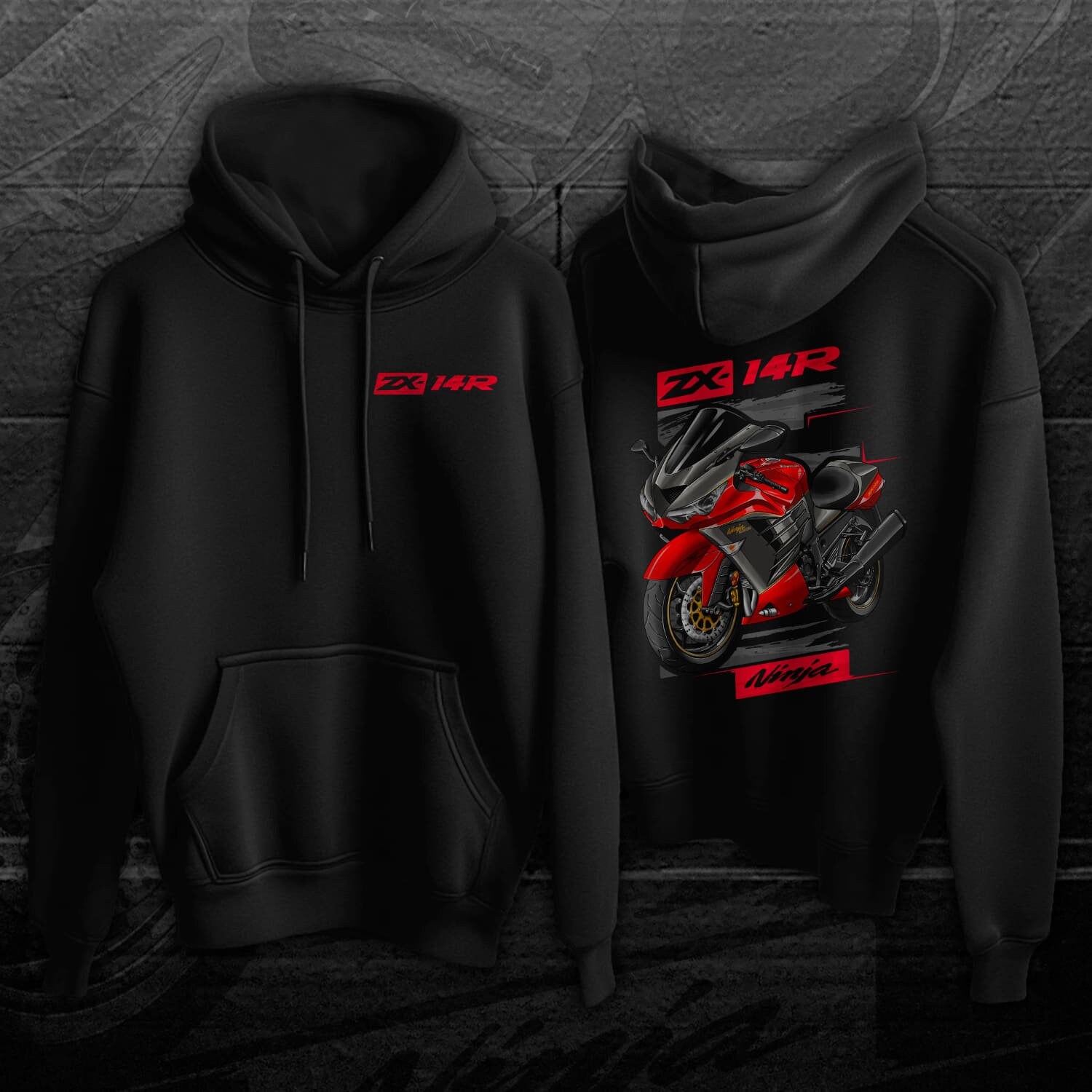 トップス hoodie Kawasaki Ninja ZX-14 & ZX-14R Inspired Hoodie - Motorcycle