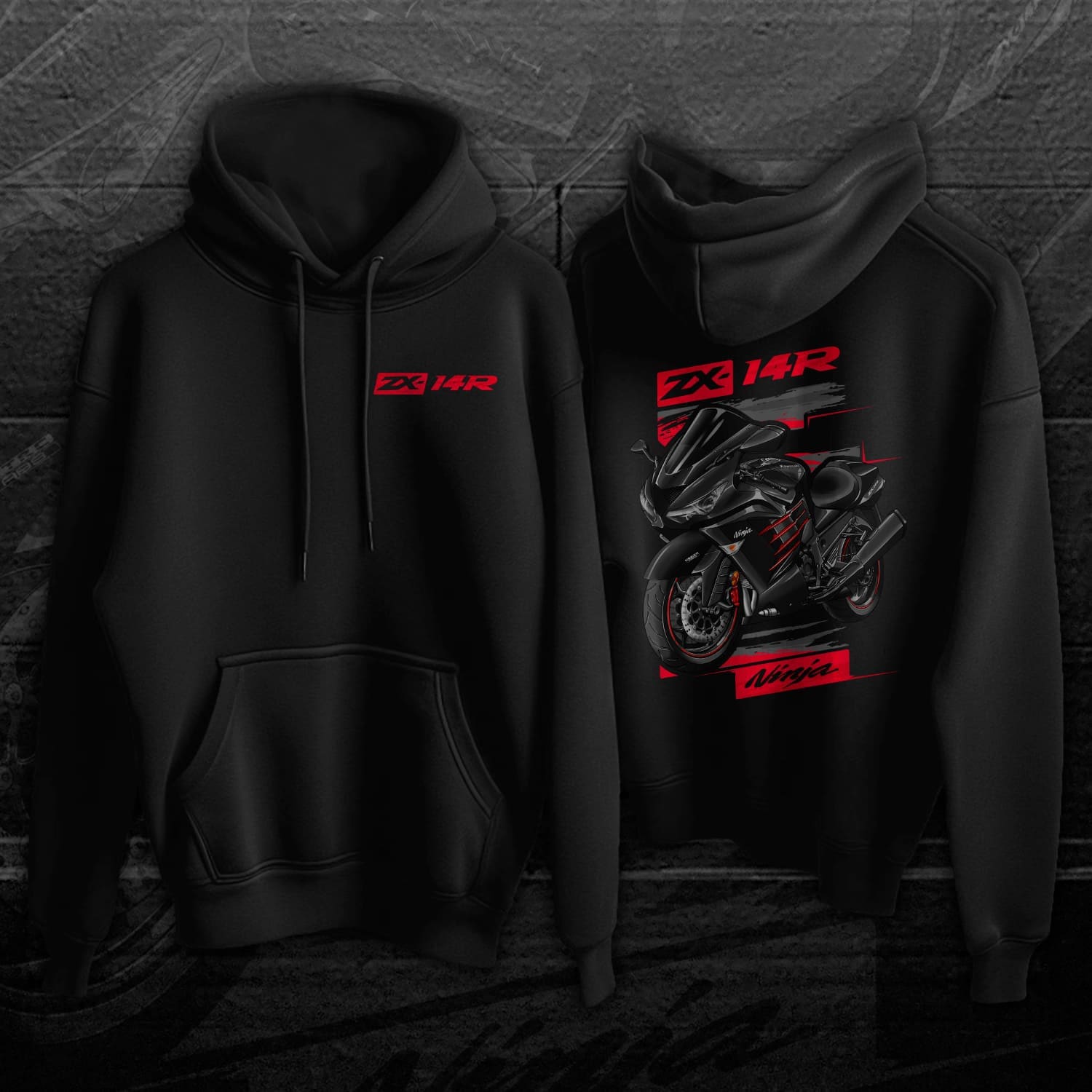 トップス hoodie Kawasaki Ninja ZX-14R 2014-16 Hoodie - Motorcycle Sweatshirt