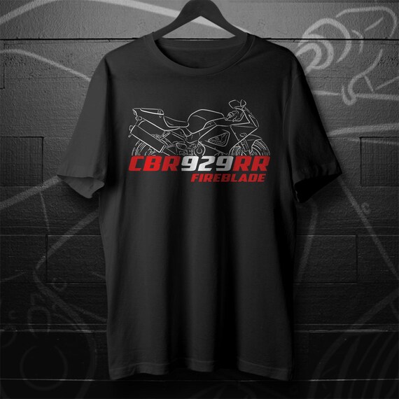 Tシャツ・カットソー HONDA MOTORCYCLE Racing Fire Blade Tshirt Black Honda CBR929RR Fireblade Inspired T-shirt - Motorcycle Tee