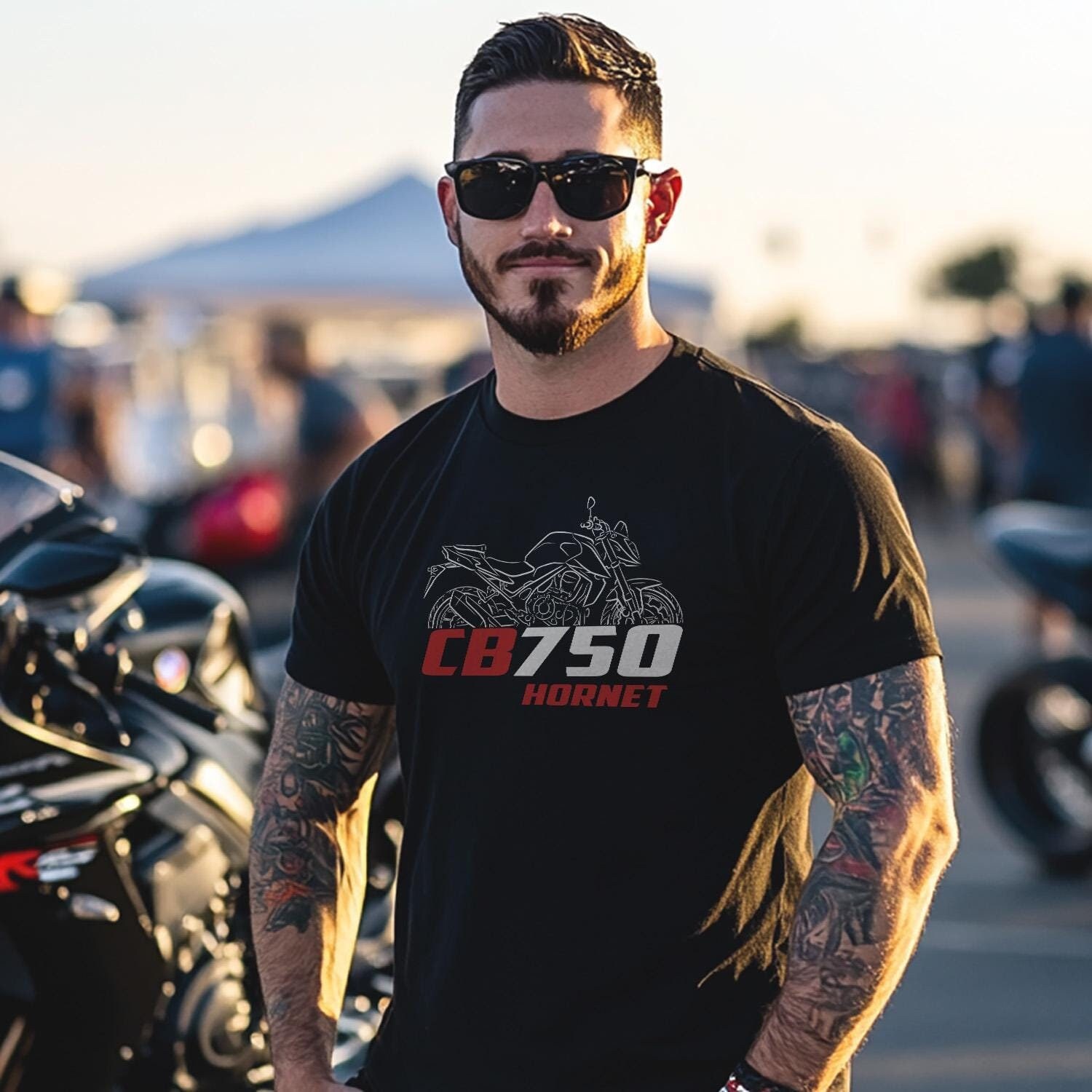 T-shirt Motard Homme CB750 Cafe Racer - 100% Coton, Sérigraphie Durable, Coupe Classique