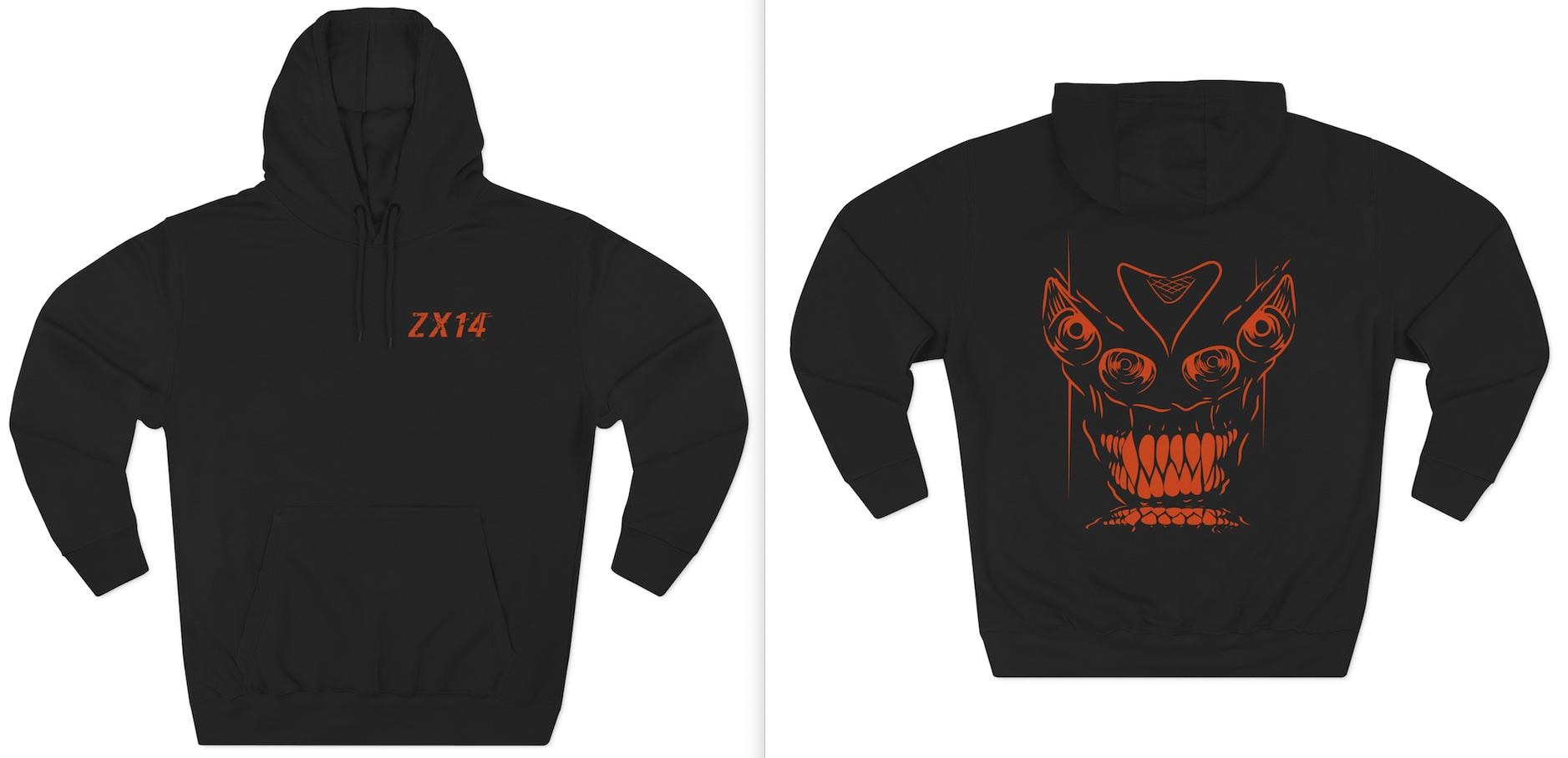 カワサキ Ninja ZX-14R をモチーフにしたパーカー - ライダーの