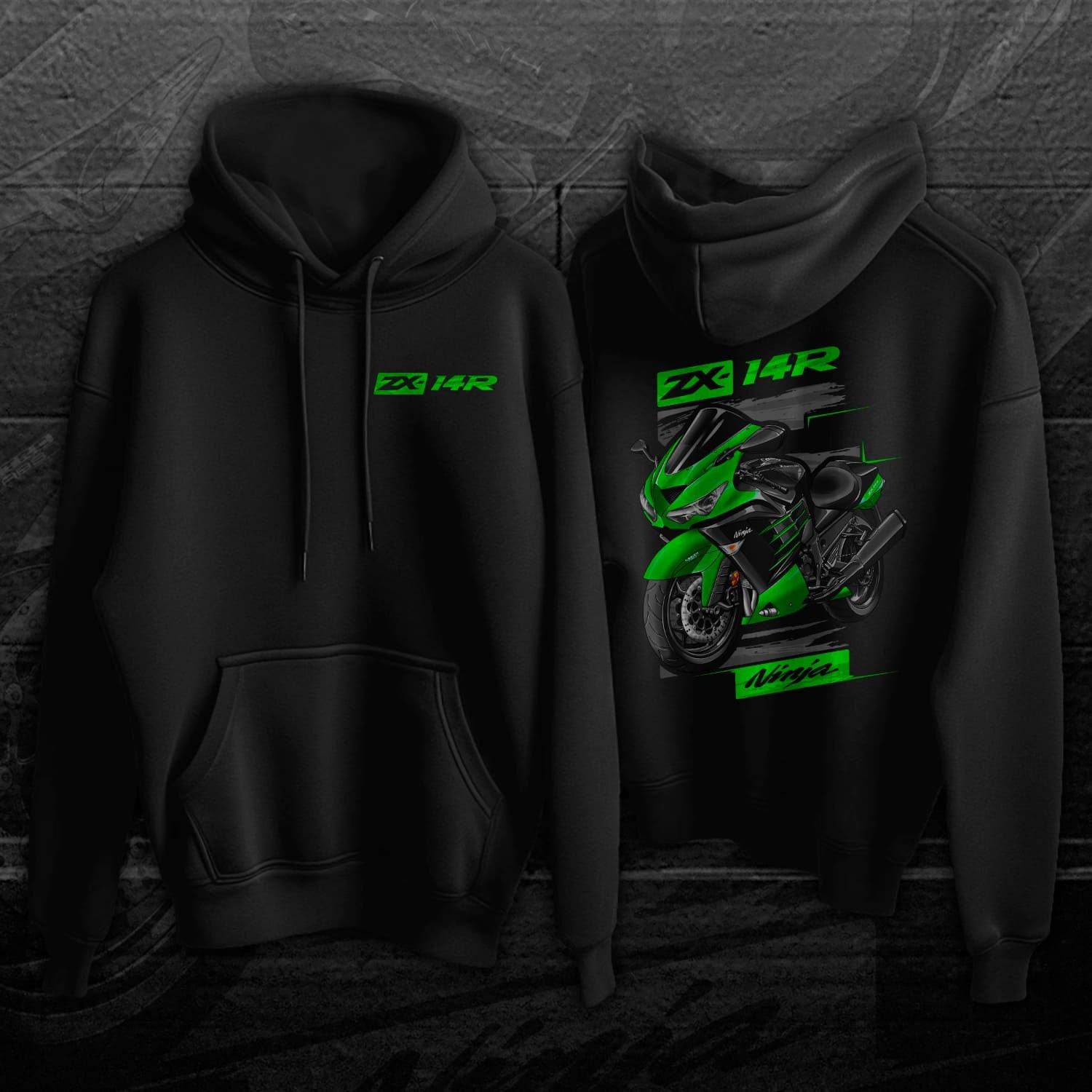 トップス hoodie Kawasaki Ninja ZX-14 & ZX-14R Inspired Hoodie - Motorcycle