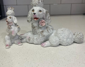 ヴィンテージ陶器製プードルの置物（鞍付き） – ミッドセンチュリー