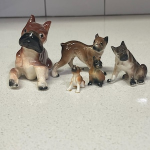 Vintage Boxer Dog Lot 5 Piece Figurines