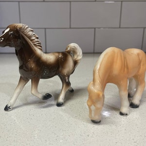 Vintage Horse Duo-Running and Grazing Stallions