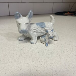 Made in Japan Scottish Terrier Figurines duo Blue and White