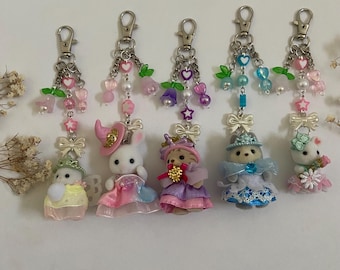 Calico Critter Princess Keychain: Beaded Animal Keychain