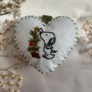 Handmade Embroidered Snoopy Keychain: Valentine's Gift Christmas ornaments, Christmas gift Christmas