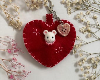 Calico Critter Fruit Keychain: Beaded Animal Keychain Valentine’s Day gift