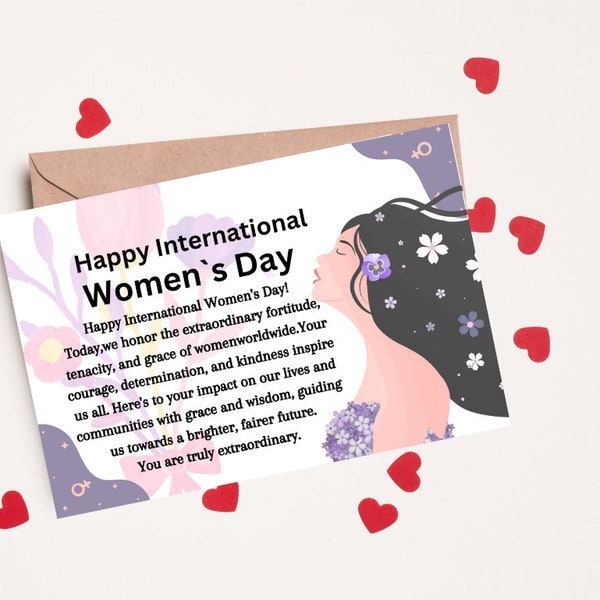 Editable International Women's Day Card, Happy Women's Day,Women's day, Women's Day gift, International Female's Day, Women's Power